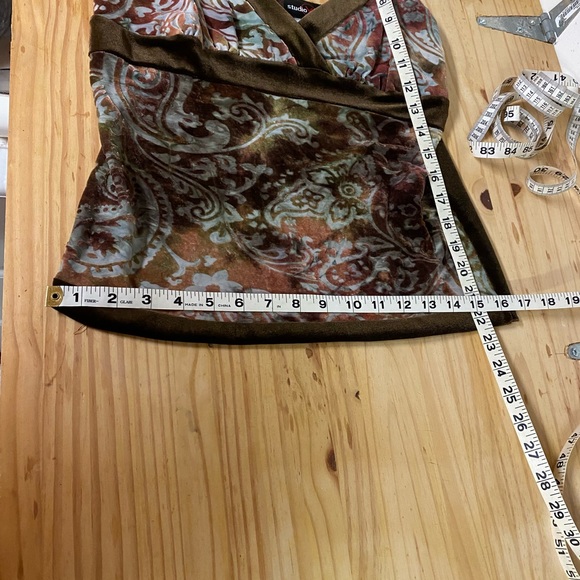 StudioY Brown, Purple, Velvet overlay design Tank Top with spaghetti straps. - Picture 6 of 6